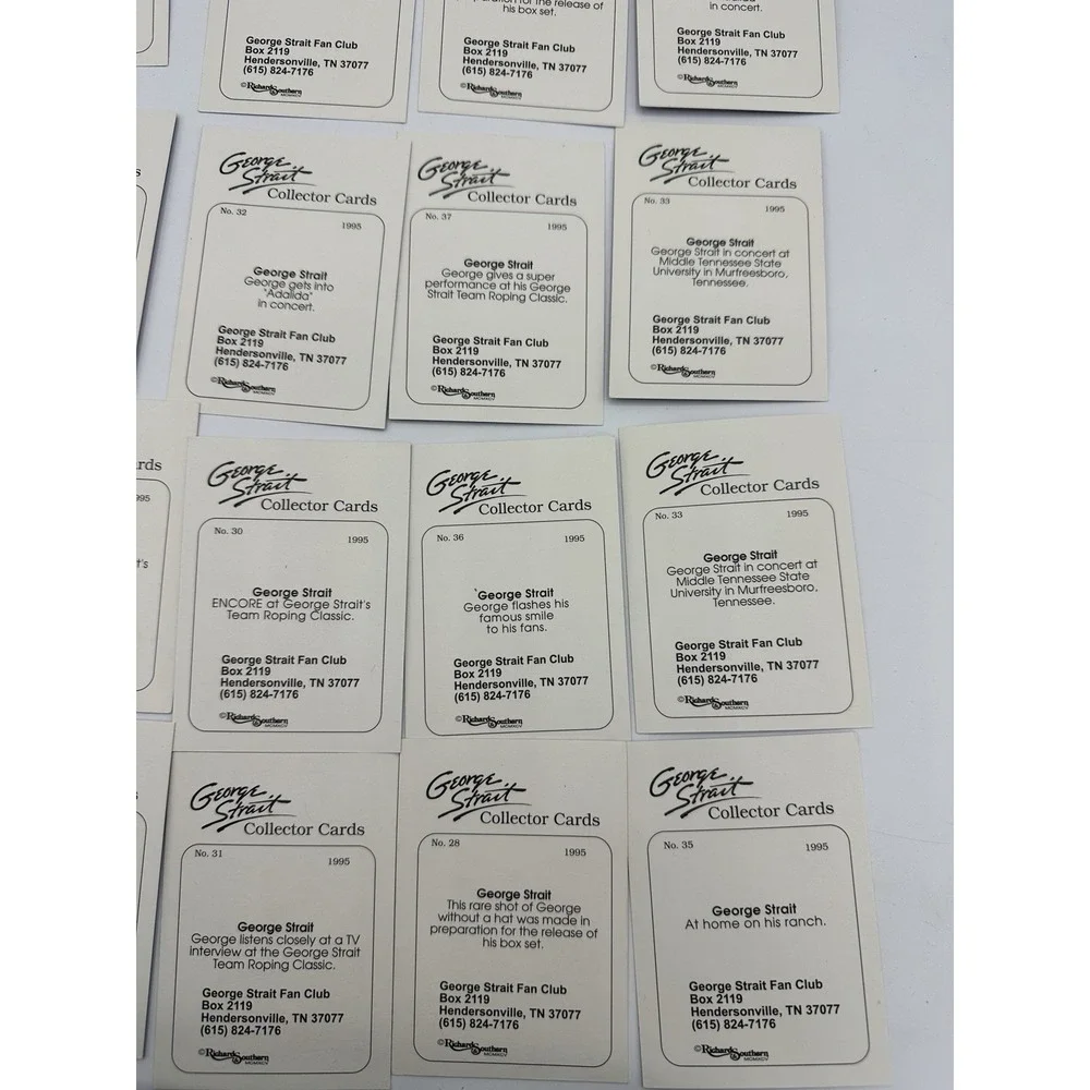 1995 George Strait Fan Club Collector Cards Lot of 18 Country Music